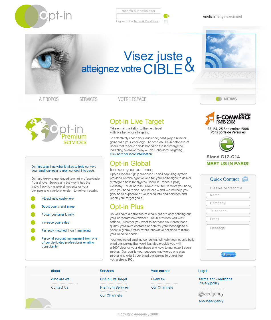 Site email-marketing ciblé page services